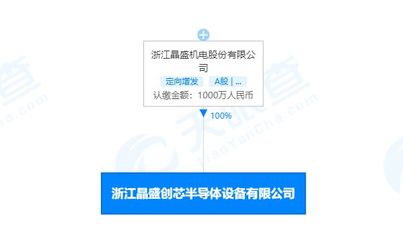 晶盛機電布局半導體設備新賽道，于浙江設立子公司強化電氣機械設備銷售